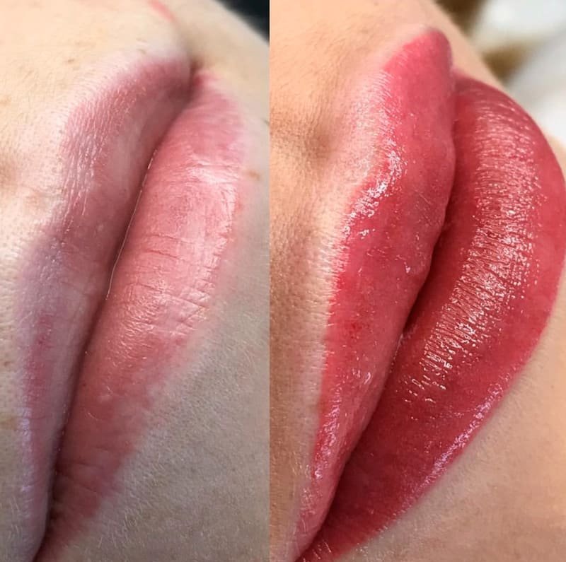 micropigmentación labios antes después